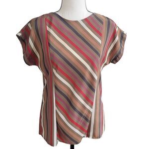 Vintage Bethany Size M Striped Earth Toned Blouse
